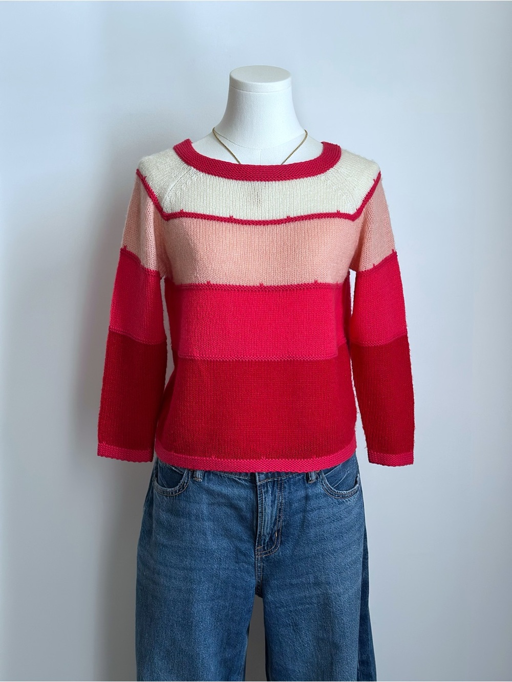 Cooperative’ NWOT Wool Blend Colorblock Cropped Sweater Women’s XS 3/4 Sleeve - Picture 2 of 11